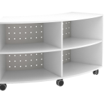 Armario modular con ruedas, fabricado en HPL blanco. Diseñado para generar espacios grupales o individuales.